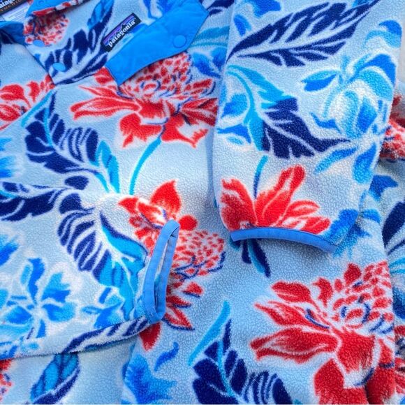 PATAGONIA Floral Manoa Dusk T Snap Fleece Synchilla Quarter Button Sz. S - Picture 6 of 7